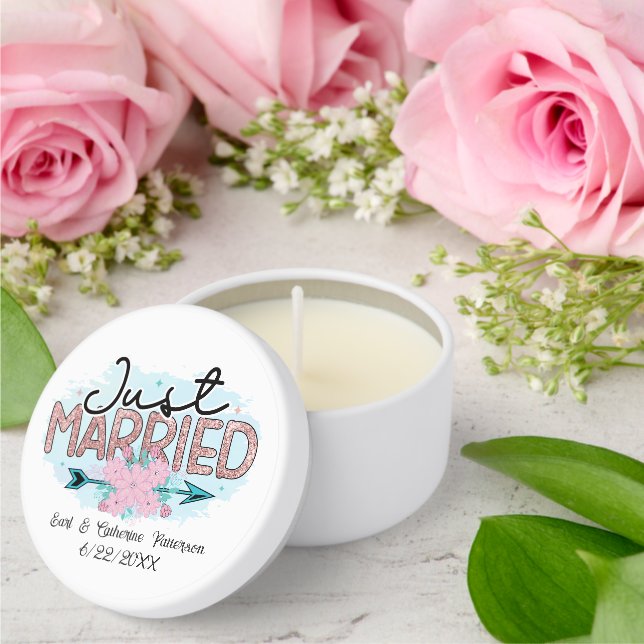 Just married add names date Wedding Mini Candle Favors (Insitu (Wedding))