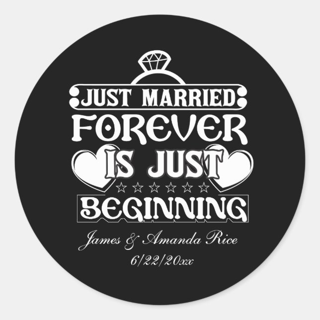 Just Married add names Date Wedding sticker (Front)