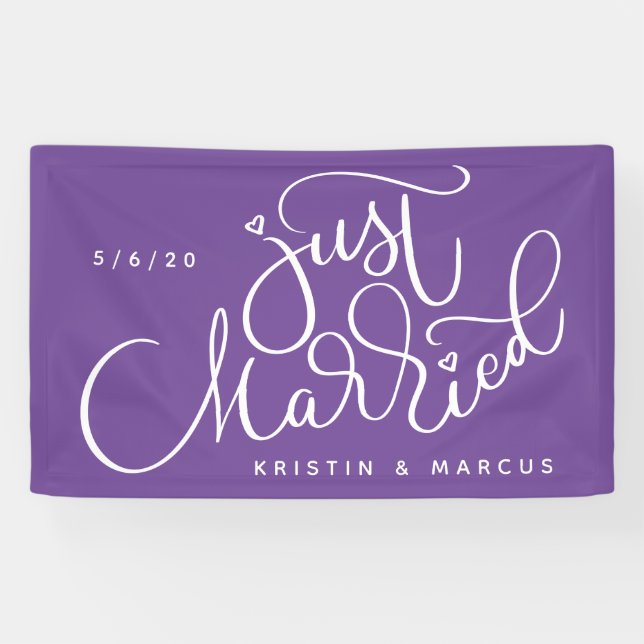 Just Married | Add Your Name & Date Banner (Horizontal)