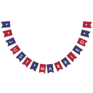 Just Married American Flag Colors Wedding Party