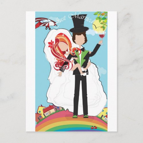 Just married announcement postcard