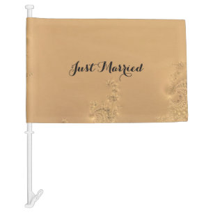 Just Married Antique Gold Car Flag
