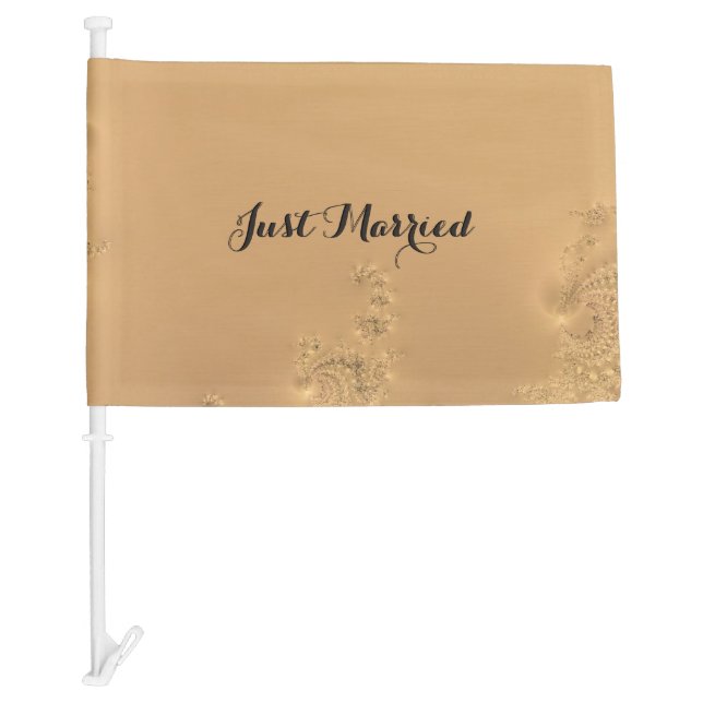 Just Married Antique Gold Car Flag (Front)