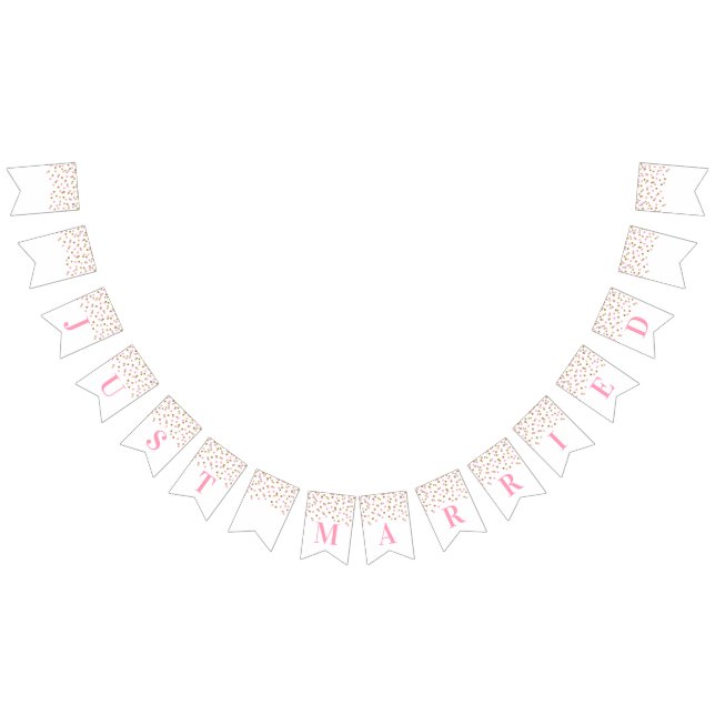 Just Married Banner Pink Gold Confetti (All)