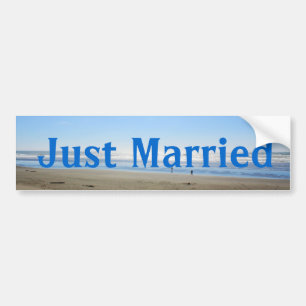 Just married beach bumper sticker. sticker