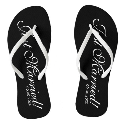 Just Married beach flip flops for bride and groom | Zazzle