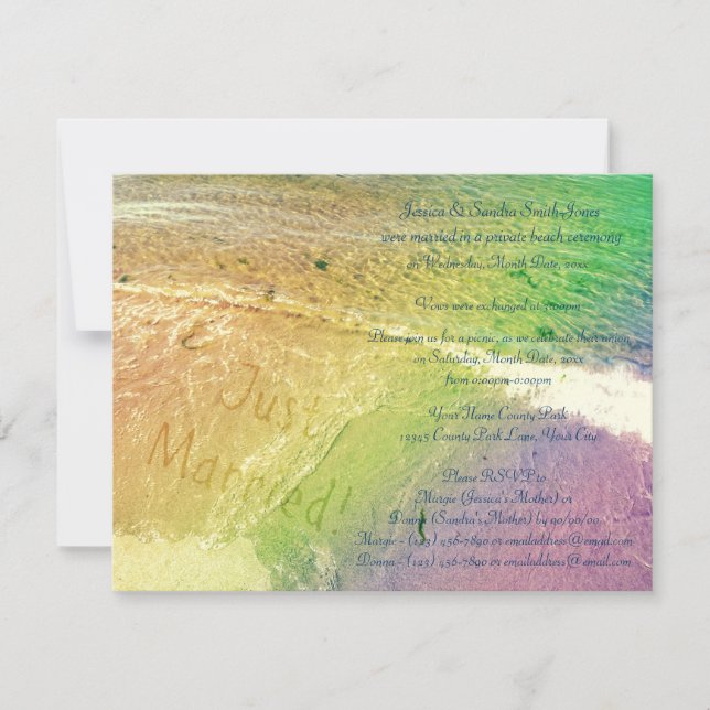 Just Married Beach Invitation (Front)