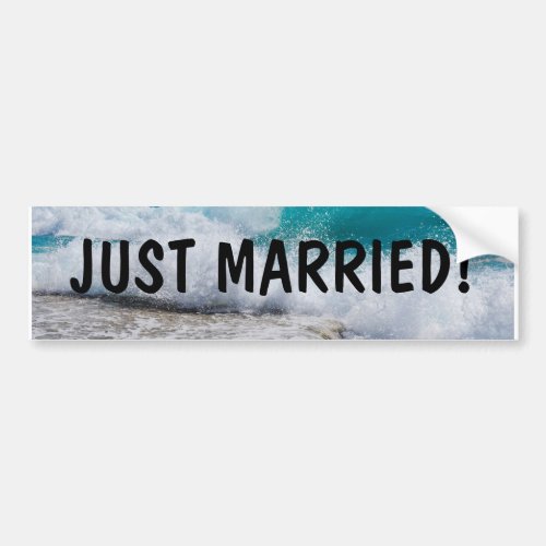 Just Married Beach Wedding Bumper Sticker