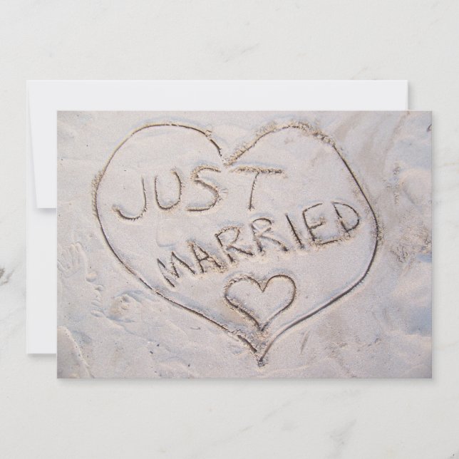 Just Married Beach Writing Announcement Invitation (Front)
