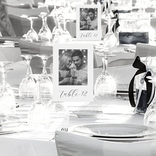 Just Married Black And White Photo Wedding Table Number