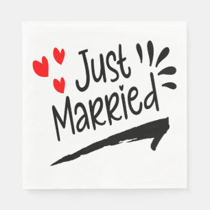Just Married Black And White Wedding Announcement Napkins