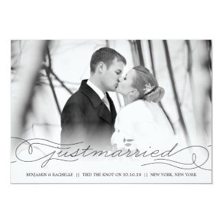 Just Married Black Wedding Announcement Photo Card