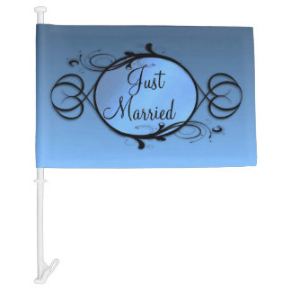 Just Married Blue Car Flag