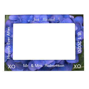 Just Married Blue Hydrangea Magnetic Frame