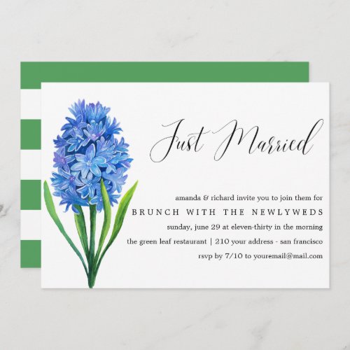 Just Married Blue Hydrangea post wedding brunch Invitation