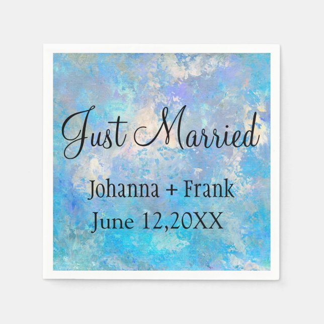 Just Married Blue Napkins (Front)