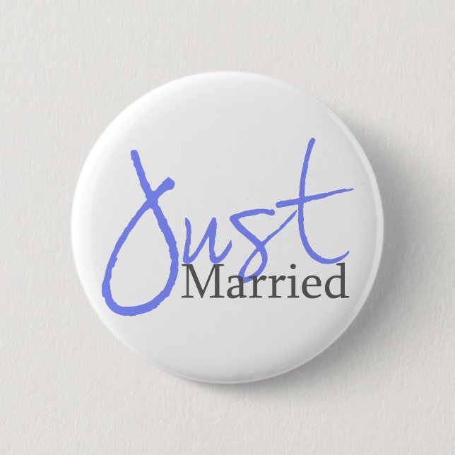 Just Married (Blue Script) Button (Front)