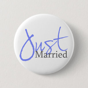 Just Married (Blue Script) Button