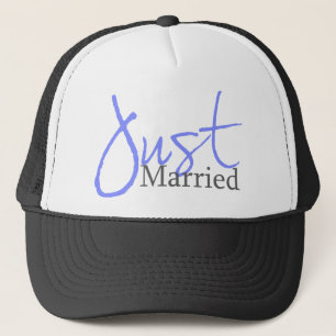 Just Married (Blue Script) Trucker Hat