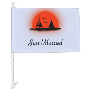 Just Married Boat Car Flag