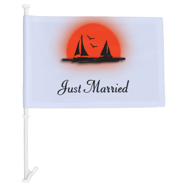 Just Married Boat Car Flag (Front)