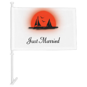 Just Married Boat Car Flag