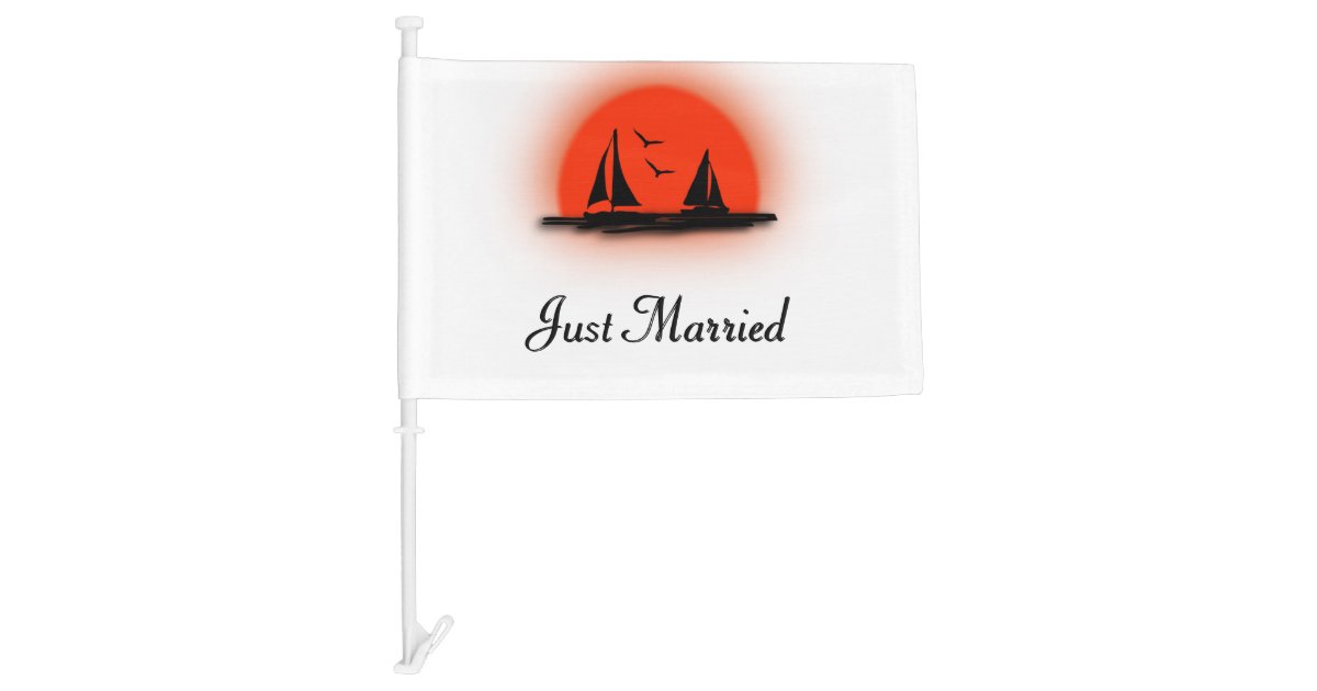 Just Married Boat Car Flag