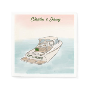 Just Married Boat cocktail Napkins