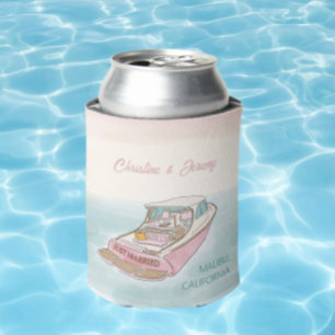 Just married boat for wedding can cooler