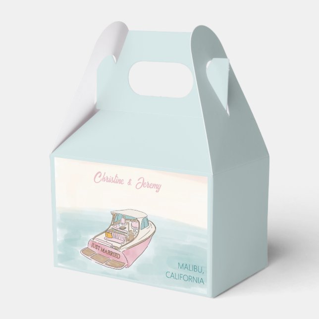 Just married boat for wedding  favor boxes (Front Side)