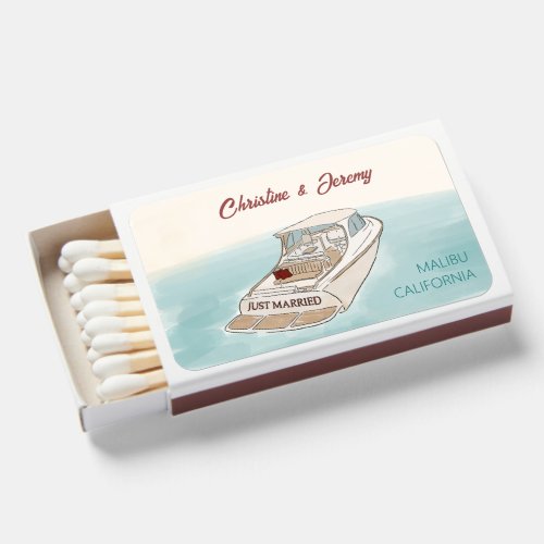 Just married boat for wedding  matchboxes