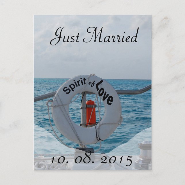 Just Married Boat Wedding Announcement (Front)