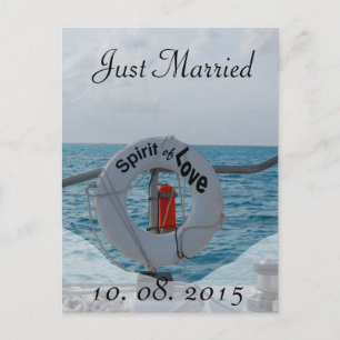 Just Married Boat Wedding Announcement Postcard