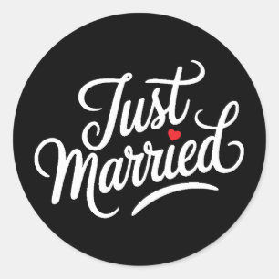 Just Married Bridal Classic Round Sticker