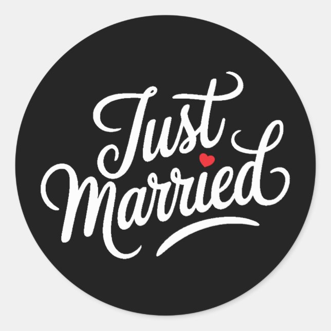 Just Married Bridal Classic Round Sticker (Front)