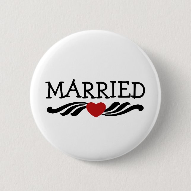 Just Married Bride and Groom Button (Front)
