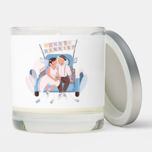 Just Married Bride and Groom in Automobile  Scented Candle