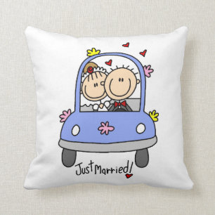 Just Married Bride and Groom T-shirts and Gifts Throw Pillow