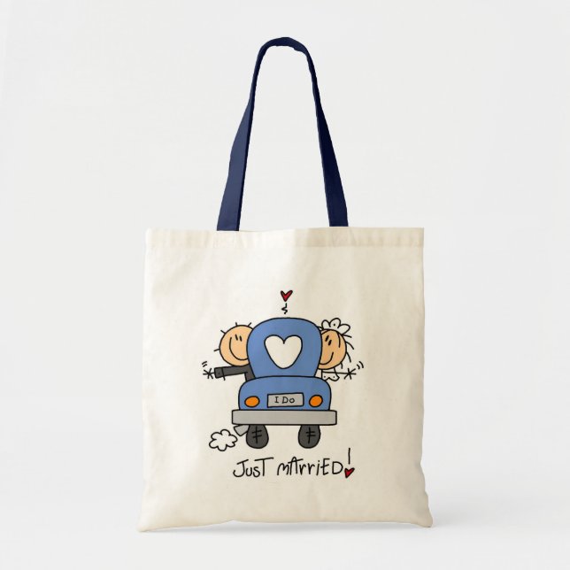 Just Married Bride and Groom T-shirts and Gifts Tote Bag (Front)