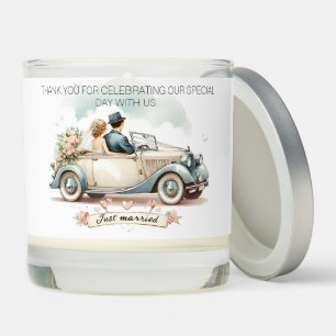 Just Married Bride and Groom Thank You Wedding Scented Candle