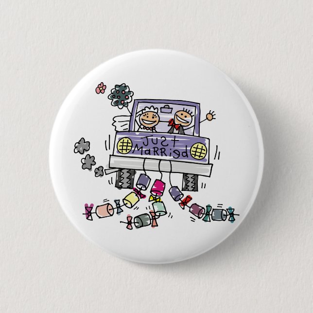 Just Married Bride And Groom Wedding Celebration Button (Front)