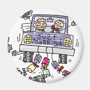 Just Married Bride And Groom Wedding Celebration Magnet