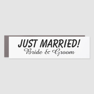 JUST MARRIED Bride and Groom Wedding Names Car Magnet