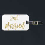 Just Married Bride Gold Foil Luggage Bag Tag<br><div class="desc">Newlywed Just Married Gold Foil Modern Luggage Bag Tag. This bag tag is perfect for the "just married" newlywed on her honeymoon vacation after the wedding.</div>