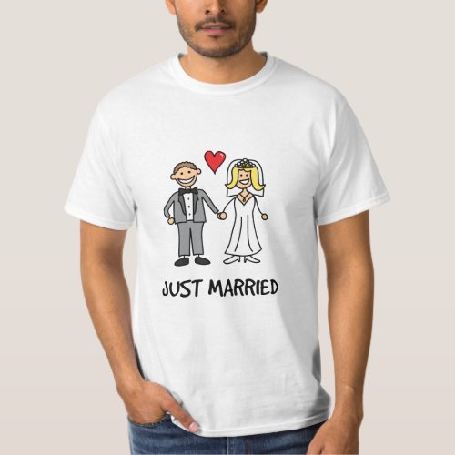 Just Married Bride  Groom Cartoon T_Shirt