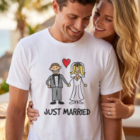 Just Married Bride & Groom Cartoon