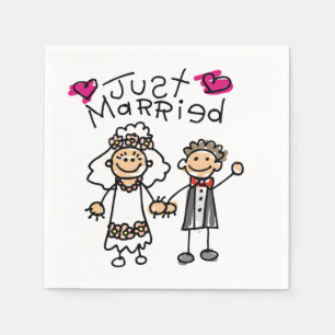 Just Married Bride Groom Paper Napkins