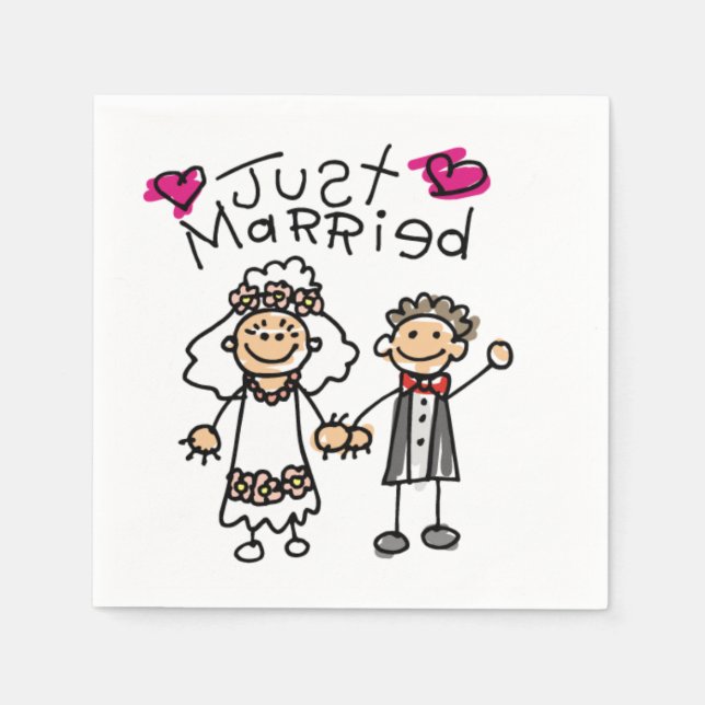 Just Married Bride Groom Paper Napkins (Front)