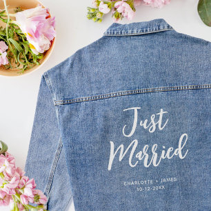 Just Married Bride Wedding Personalized Denim Jacket