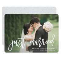 Just Married | Brush Lettered Wedding Announcement